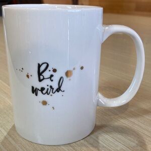 Fringe Studio White and Black 'Be Weird' Mug